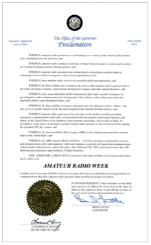 Amateur Radio Proclamation from the Governor of Idaho